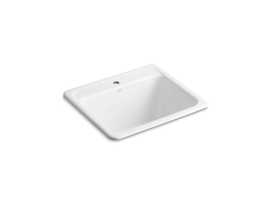 Kohler Glen Falls 25" Single Basin Undermount or Drop In Cast Iron Utility Sink with Single Faucet Hole White K-19017-1-0