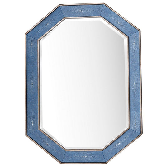 James Martin  Tangent 30" W x 41" H Transitional Oval Framed Bathroom Wall Mirror Shagreen Blue 963-M30-SL-DB