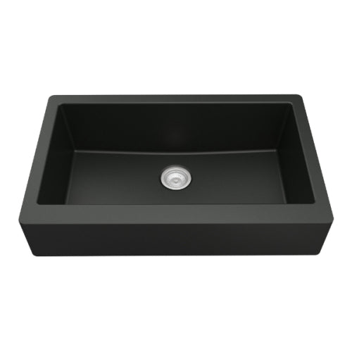 Karran USA Retrofit Farmhouse/Apron-Front Quartz/Granite 34" Single Bowl Kitchen Sink Black QAR-740-BL