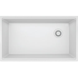 Franke Maris 33" Undermount Single Basin Granite Kitchen Sink with Sanitized Treatment Technology and Offset Rear Drain Polar White MAG110310W-PWT