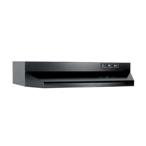 BROAN® 42000 Ducted Economy Lighted Vented Range Hood without Bulb, 120 VAC, 60 Hz, 2 A, 190 cfm, 30 Inch Rangetop Black 423023