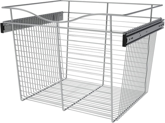 Rev-A-Shelf Classic Closet 24"W x 20"D x 18"H Sliding Pull Out Closet Basket for Custom Closet Systems Chrome CB-242018CR-1