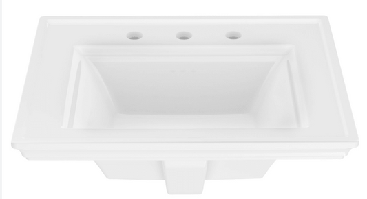 American Standard Town Square S 24" Rectangular Fireclay Drop In Bathroom Sink with Overflow and 3 Faucet Holes at 8" Centers White 1203008.020