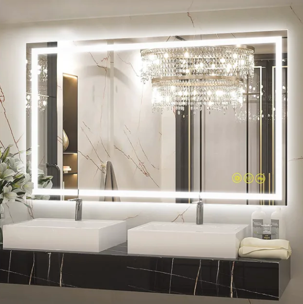 Bellevue Madelyn 24" W x 40" H Contemporary Rectangular Aluminum Frameless Bathroom Wall Mirror with LED Lighting BOMIR78364