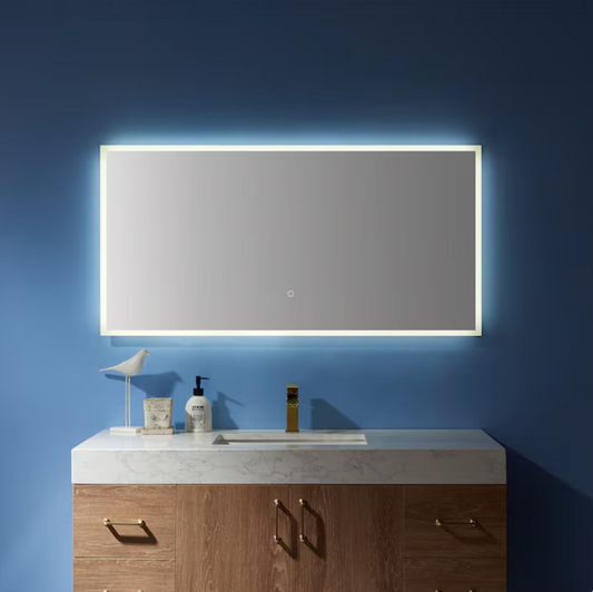 Vinnova Essentia 48-Inches x 24-Inches Polished Rectangle Dimmable Lighted Bathroom Vanity Mirror (Silver) 803048R-LED-AC