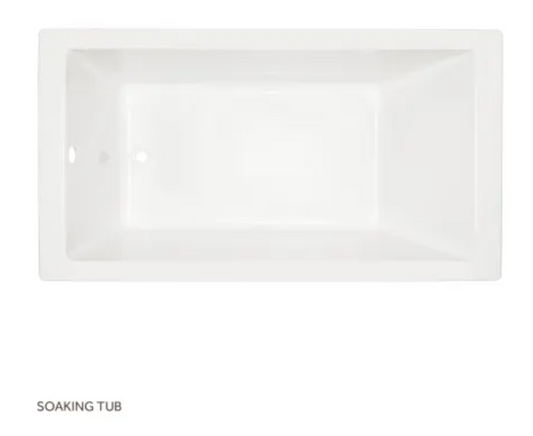 Signature Hardware Sitka 60" x 32" Drop In Acrylic Soaking Tub with Reversible Drain and Overflow White SHSKS6032WH