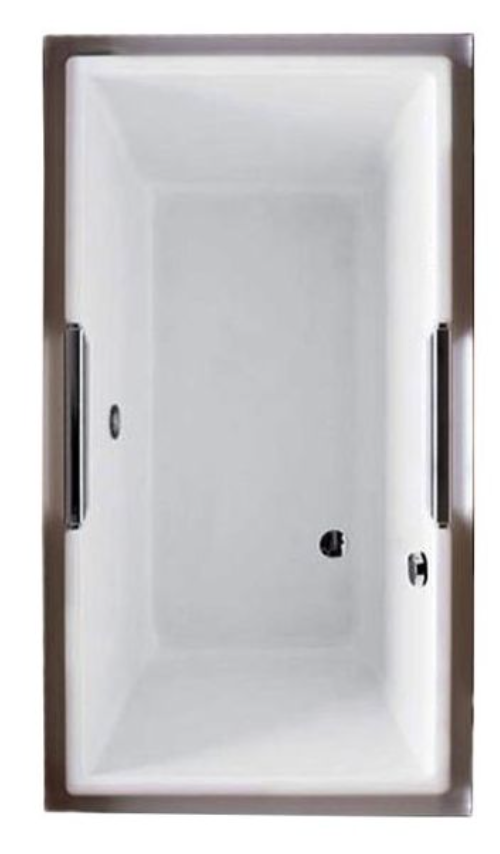 Toto ABY930N#01YBN Lloyd 72" L X 42" W X 24.25" H Soaker Bathtub with Right Drain in Cotton with Brushed Nickel Grab Bars White ABY930N#01YBN