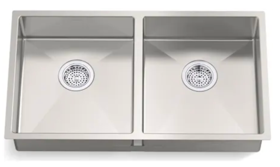 Kohler Strive 32" Undermount Double Basin Stainless Steel Kitchen Sink with Basin Rack Stainless Steel Alternate Image Kohler Strive 32" Undermount Double Basin Stainless Steel Kitchen Sink with Basin Rack K-33160-NA