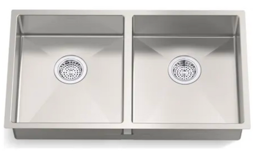 Kohler Strive 32" Undermount Double Basin Stainless Steel Kitchen Sink with Basin Rack Stainless Steel Alternate Image Kohler Strive 32" Undermount Double Basin Stainless Steel Kitchen Sink with Basin Rack K-33160-NA