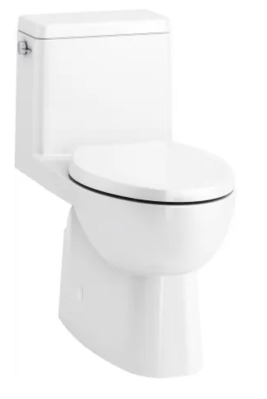 Kohler Reach 1.28 GPF One-Piece Compact Elongated Chair Height Toilet with Skirted Trapway and Left Hand Trip Lever - Seat Included White K-78080-0