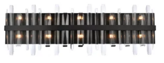 Elegant Lighting Serena 10 Light 36" Wide Vanity Light with Clear Crystal Accents Black 2200W36BK