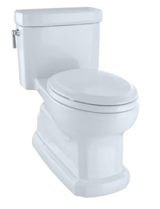 TOTO Guinevere 1.28 GPF One Piece Elongated Chair Height Toilet with Tornado Flush, CEFIONTECT Glaze, and Left Hand Lever - Soft Close Seat Included Cotton MS974224CEFG#01