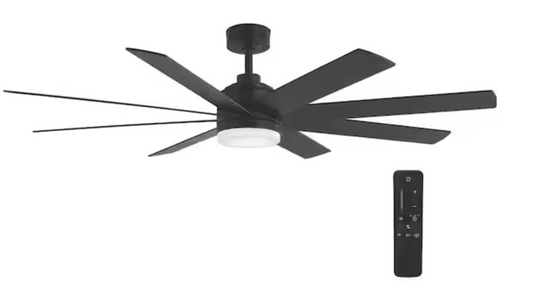 Celene II 62 in. Indoor/Outdoor Matte Black DC Motor Ceiling Fan with Adjustable White Integrated LED w/ Remote Included Matte Black YG908J-MBK