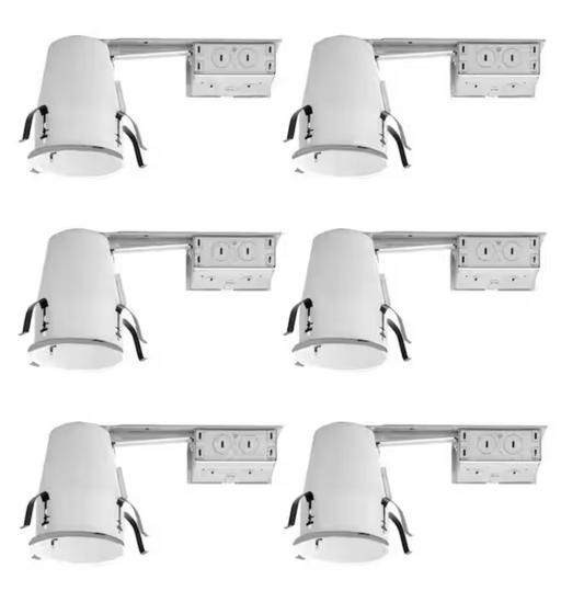 HALO H99 4 in. Steel Recessed Lighting Housing for Remodel Ceiling, No Insulation Contact, Air-Tite (6-Pack) H99RTAT-6PK