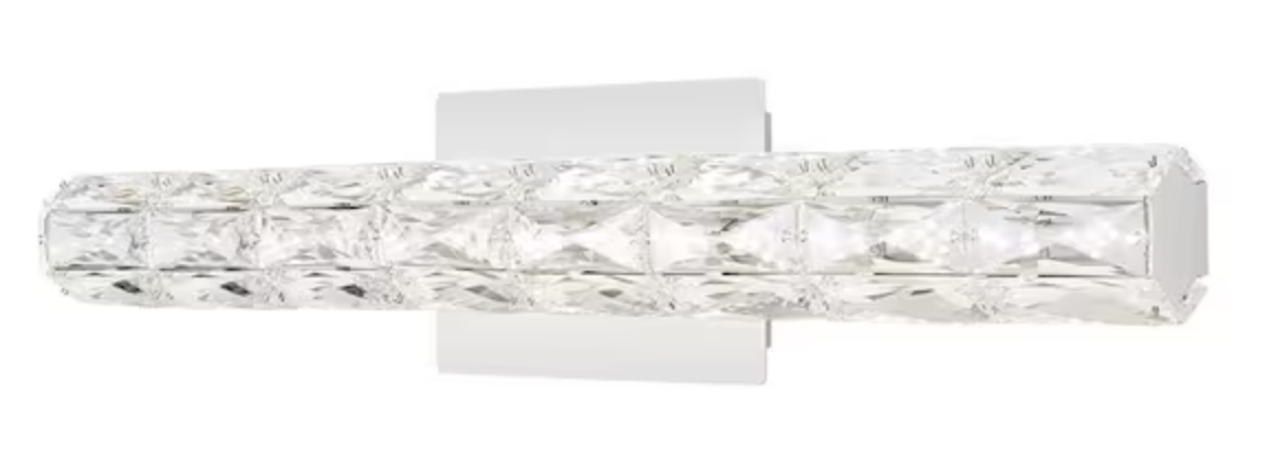 Keighley 24 in. Integrated LED Chrome Bathroom Vanity Light Fixture with Crystal Shade 4151-NDM