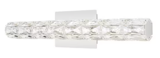 Keighley 24 in. Integrated LED Chrome Bathroom Vanity Light Fixture with Crystal Shade 4151-NDM