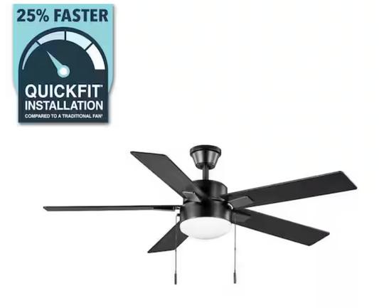 Hampton Bay 52 in. Corwin Indoor/Outdoor Matte Black LED Ceiling Fan with Light Kit 56051