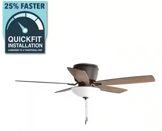 Melrose 52 in. Indoor LED Hugger Bronze Dry Rated Ceiling Fan with Light Kit and 5 Reversible Blades 52101