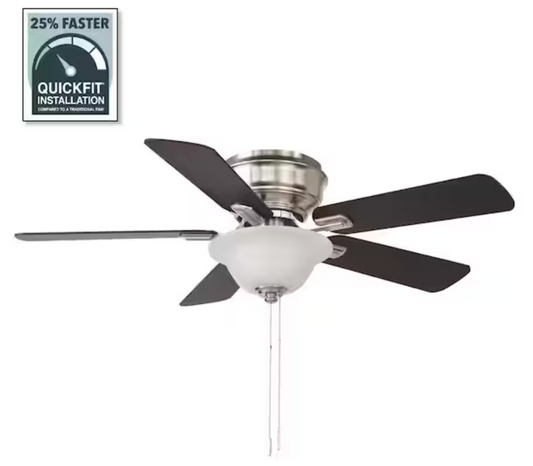 Hawkins III 44 in. LED Indoor Brushed Nickel Flush Mount Ceiling Fan with Light YG204D-BN
