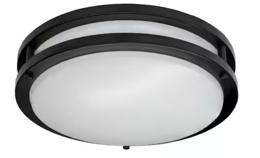Commercial Electric 15 in. Matte Black Orbit LED Flush Mount Ceiling Light Night Light 1600 Lumens Adjust Color Temperatures 564451111