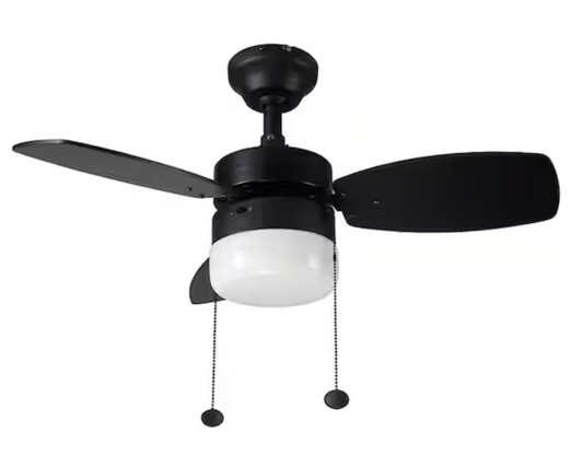 Triplicity 30 in. Indoor LED Matte Black Ceiling Fan with Light DB30TMB-LP