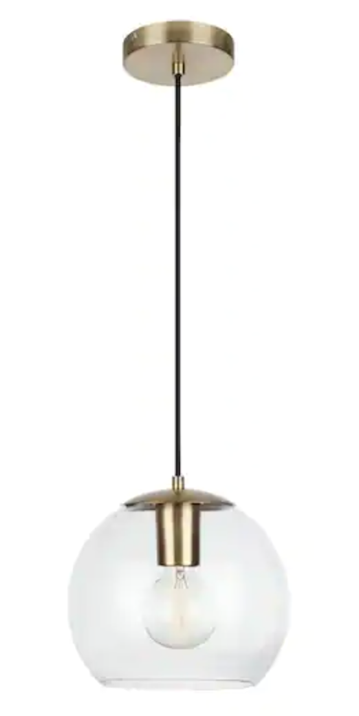 Home Decorators Collection 1-Light Antique Brass and Glass Mini-Pendant AF42409S