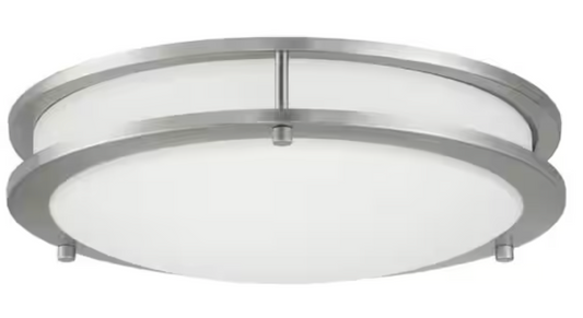 Flaxmere 14 in. Modern Brushed Nickel Selectable CCT Integrated LED Flush Mount for Kitchens HB36873CCT-35