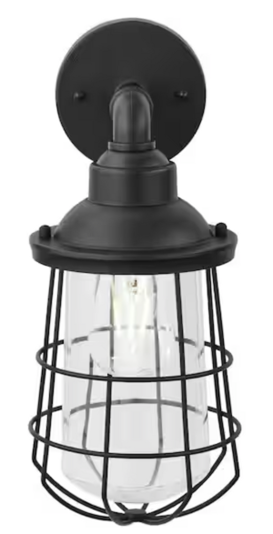13.5 in. 1-Light Black Hardwired Nautical Outdoor Wall Light Lantern Sconce with No Bulb Included G19332
