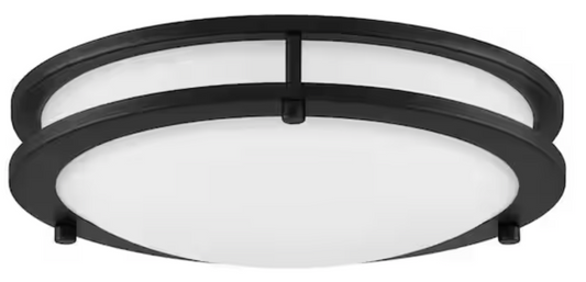Flaxmere 12 in. Modern Matte Black 3 CCT Integrated LED Flush Mount for Kitchens or Bedrooms HB1023C3CCT-43