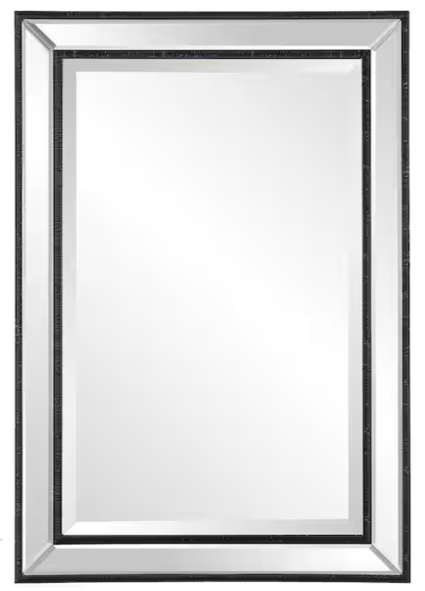 Home Decorators Collection 22 in. W x 32 in. H Rectangular Polystyrene Framed Wall Bathroom Vanity Mirror in Black HDE00973