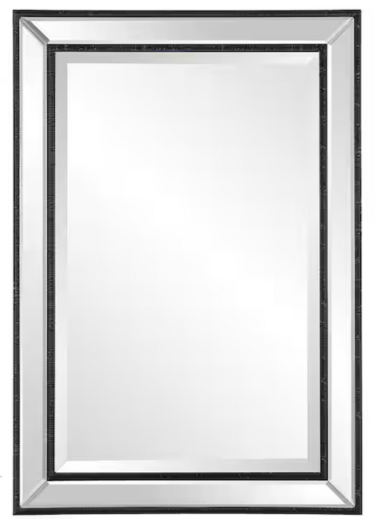 Home Decorators Collection 22 in. W x 32 in. H Rectangular Polystyrene Framed Wall Bathroom Vanity Mirror in Black HDE00973