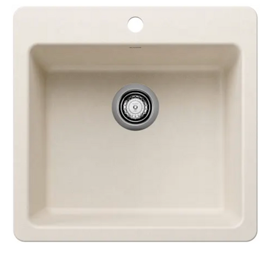 Blanco Liven 21" Drop-In/Undermount Single Basin SILGRANIT Kitchen Sink Soft White 443233