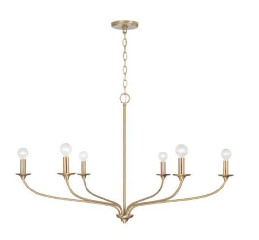 Capital Lighting Dolan 6 Light 40" Wide Candle Style Chandelier Matte Brass 449961MA