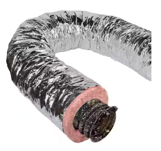 Master Flow 6 in. x 25 ft. Insulated Flexible Duct R8 Silver Jacket F8IFD6X300