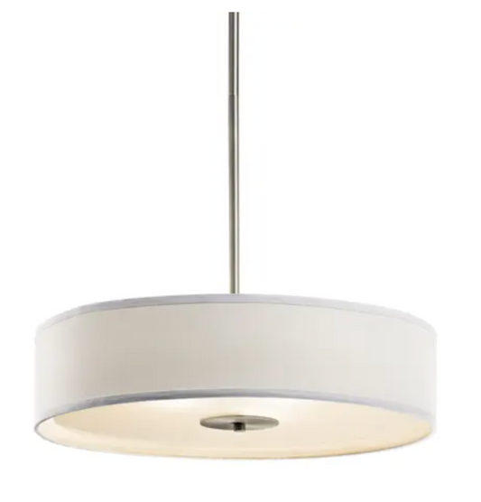 Kichler Three Light 20" Wide Convertible Pendant with Microfiber Shade Brushed Nickel 42121NI