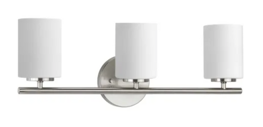 Progress Lighting Replay 3 Light 22" Wide Bathroom Vanity Light with Etched Glass Shades Brushed Nickel P2159-09