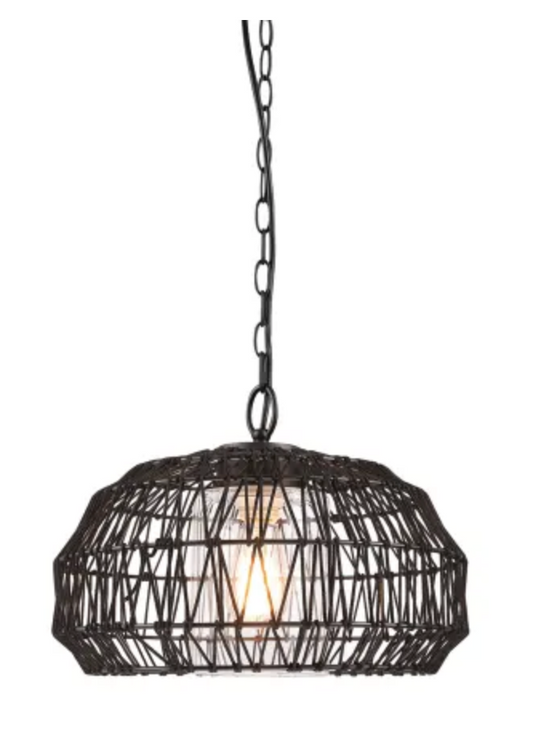 Globe Electric Diego 15" Wide Cage Plug-In Pendant Matte Black 44759