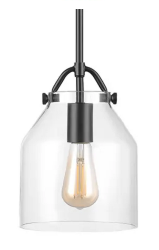 Globe Electric Helm 7" Wide Mini Pendant with Clear Glass Shade Matte Black 91006004
