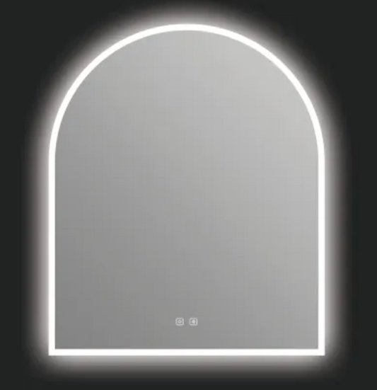 ICO Bath Gemma 30" W x 36" H Modern Arched Aluminum Frameless Bathroom Wall Mirror with Light IG1130