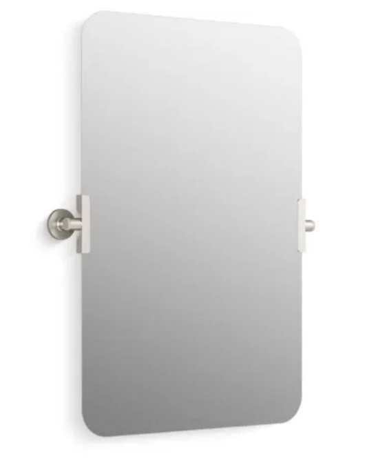 Kohler Castia by Studio McGee 19-1/2" W x 29-1/2" H Transitional Rectangular Metal Frameless Bathroom Wall Mirror Brushed Nickel K-34969-BN