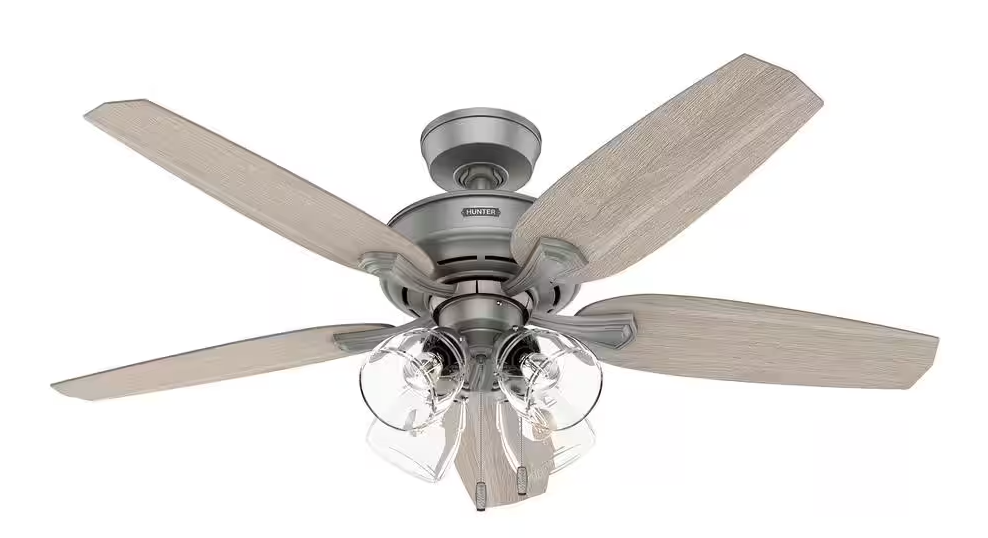 Hunter Channing 52 in. Hunter Express Indoor Matte Silver Ceiling Fan with Light Kit Included 52168