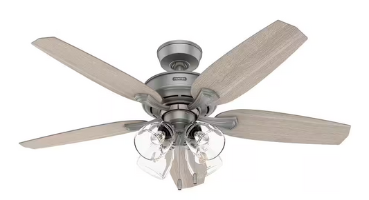 Hunter Channing 52 in. Hunter Express Indoor Matte Silver Ceiling Fan with Light Kit Included 52168