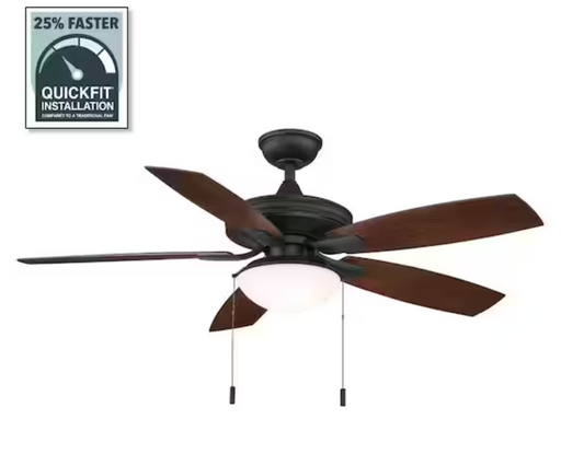 Hampton Bay Gazebo III 52 in. Indoor/Outdoor Wet Rated Natural Iron Ceiling Fan with LED Bulbs Included YG836A-NI