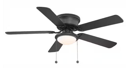 Hampton Bay Hugger 52 in. LED Indoor Black Ceiling Fan with Light Kit AL383LED-BK