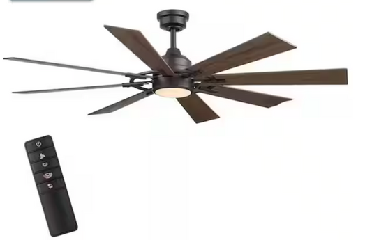Home Decorators Collection Makenna 60 in. Indoor/Outdoor Matte Black Ceiling Fan with Integrated LED with Light Kit, DC Motor and Remote 52106