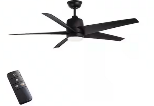 Hampton Bay Mena 54 in. White Color Changing Integrated LED Indoor/Outdoor Matte Black Ceiling Fan with Light Kit and Remote Control 99919
