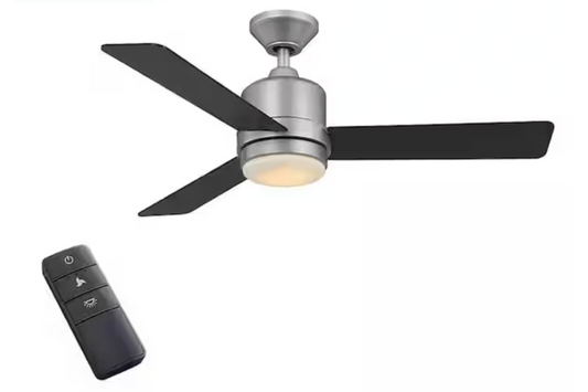 Hampton Bay Castlegate 44 in. Integrated LED Indoor Silver Ceiling Fan with 3 Reversible Blades, Light Kit and Remote Control 52191