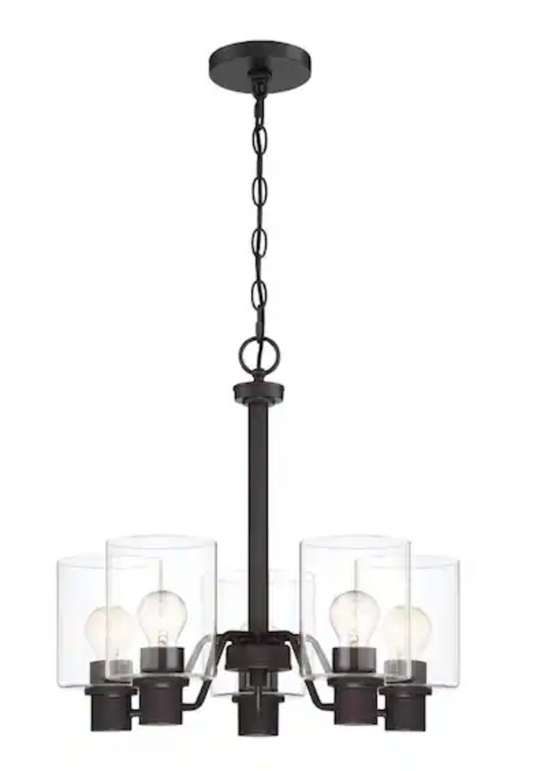 Hampton Bay Castleford 5-Light Oil Rubbed Bronze Transitional Classic Chandelier for Dining Areas with No Bulbs Included HB2588-34