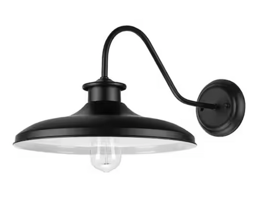 Globe Electric Hawke Matte Black Farmhouse Indoor/Outdoor 1-Light Wall Sconce 44540