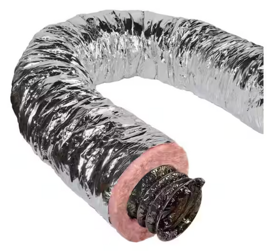 Master Flow 12 in. x 25 ft. Insulated Flexible Duct R8 Silver Jacket F8IFD12X300
